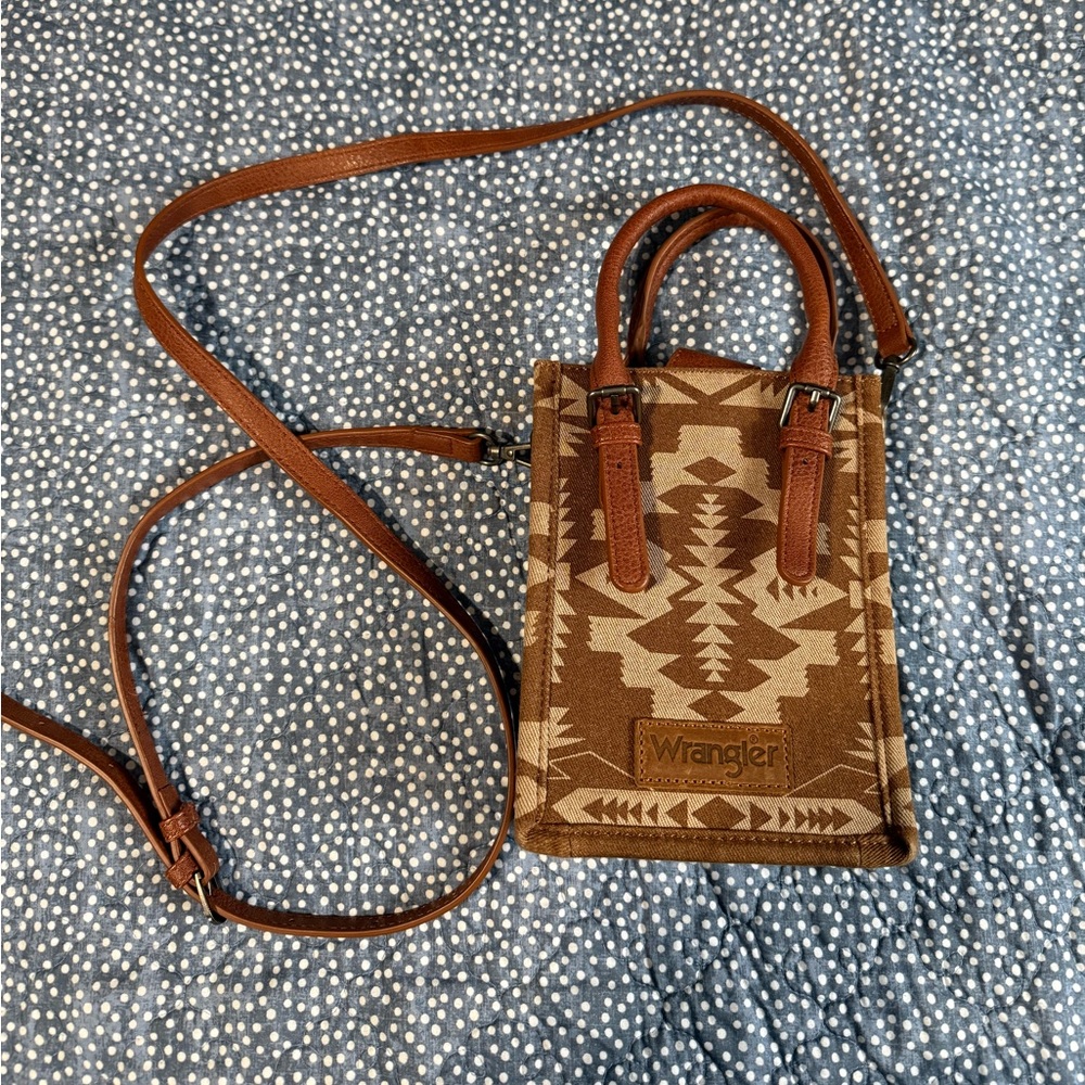 Wrangler Tan Geometric Crossbody Bag